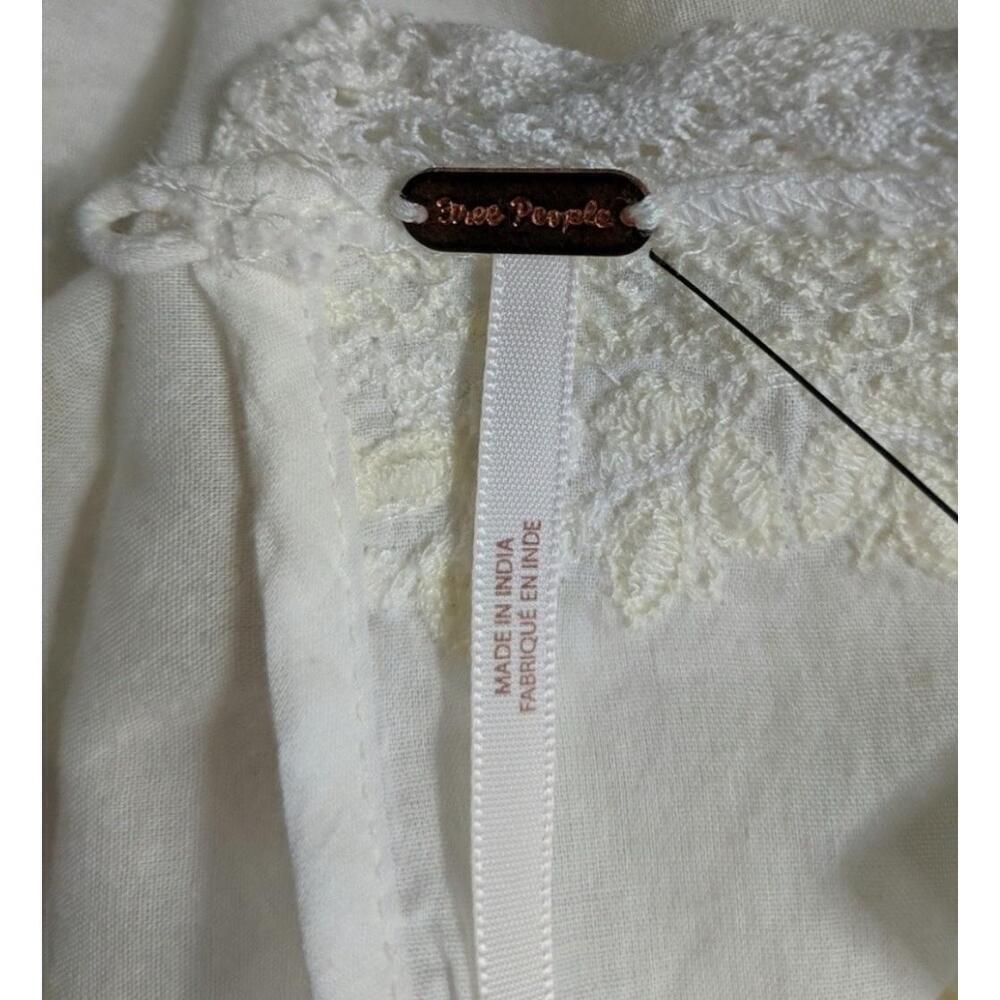 NWOT Free People Ivory Victorian Waisted CROCHET Mini Dress 2 Lace Cotton Womens - Picture 6 of 14
